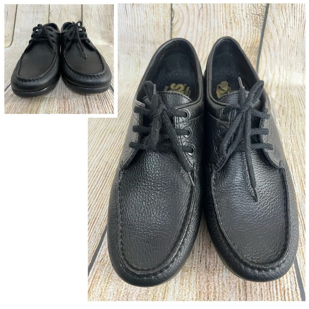 SAS Amigo 40 Pebbled Leather Lace Up‎ Oxfords Men Sz 10.5 M Black Comfort